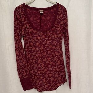 Floral Burgundy Long Sleeve Top